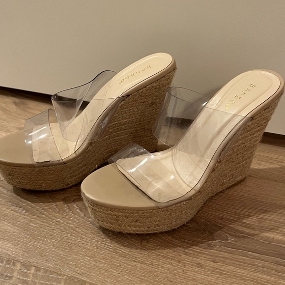Wedge slide sandal clear heel size 8 - Picture 1 of 2